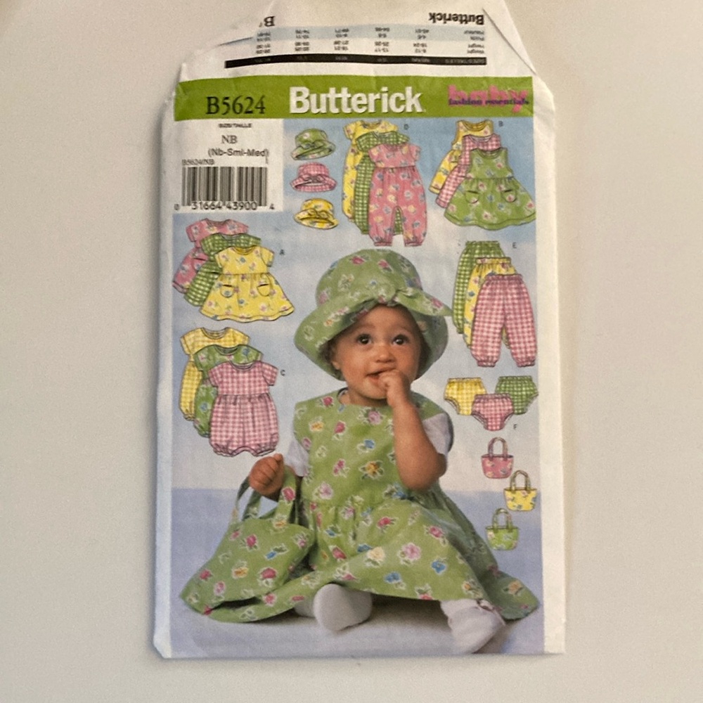Butterick newborn pattern B5624 dress panties romper more